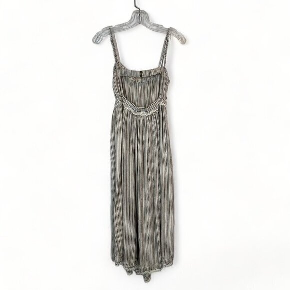 Urban Outfitters Midi Dress Stripe Prairie Linen Cottagecore Small - Picture 5 of 13